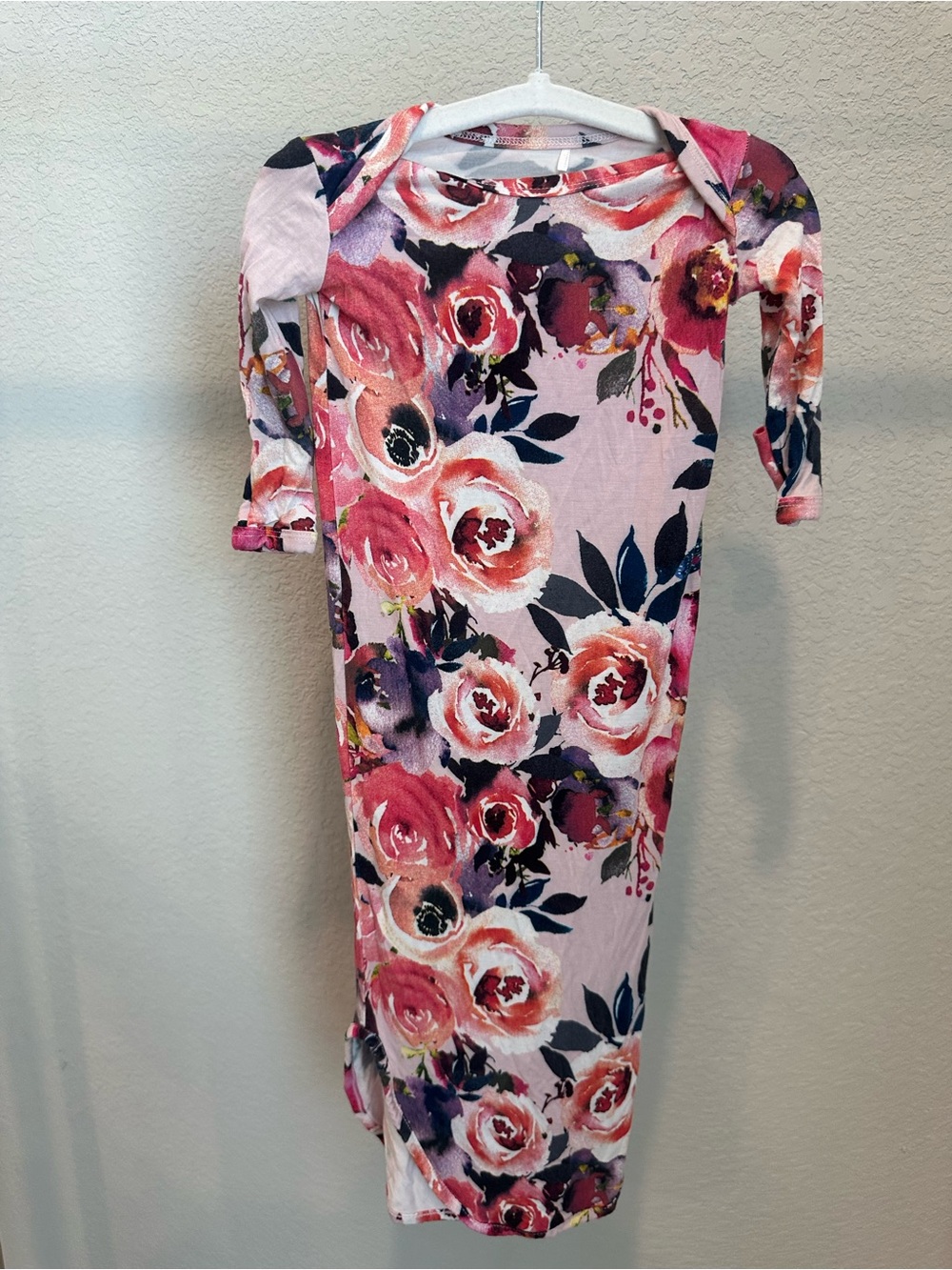 Posh Peanut limited edition Pink Floral Long Sleeve baby nightgown